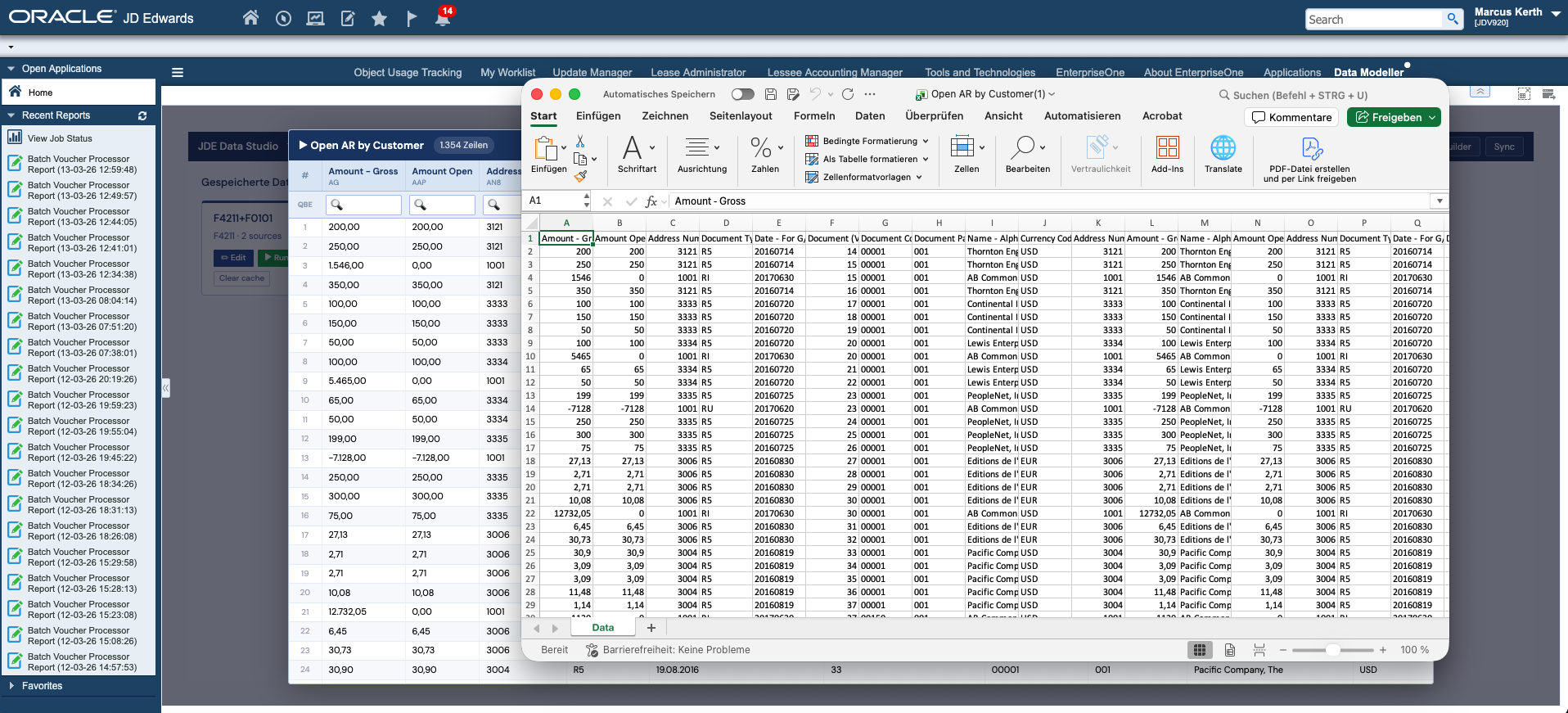Data Modeller — Excel Export